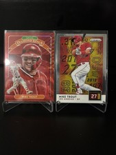 (2) Mike Trout 2020 Donruss Optic Diamond Kings Red Wave + 2019 Prizm Numbers