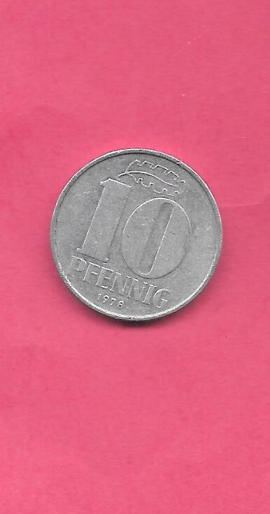 EAST GERMANY DDR KM10 1978 A VF-VERY FINE-NICE OLD ALUMINUM 1O PFENNIG COIN