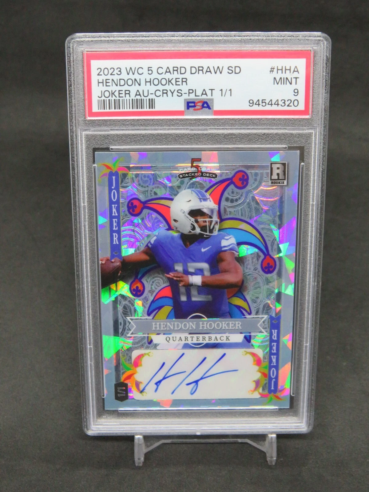 Hendon Hooker Wild Card 5 Card Draw Stacked Deck Joker Autographs #HHA Crystal Foil-Platinum 1/1