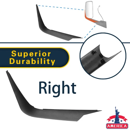 1PC Door Mirror Arm Cover for 2018-2023 Freightliner New Cascadia RH Side Black