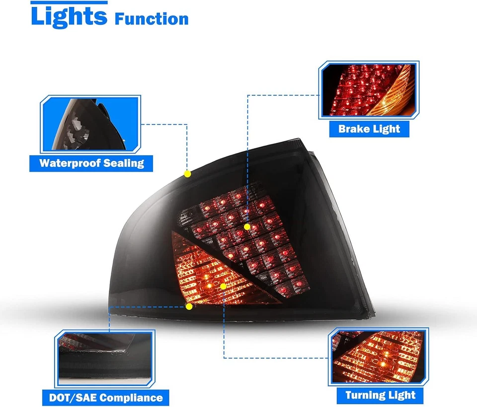 Par de luces traseras LED para Nissan Sentra 2000 2001 2002 2003 humo lámpara de freno trasero Foto 3 de 4