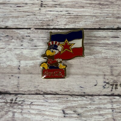 1984 Los Angeles Olympics Coca-Cola Yugoslavia Flag Sam Eagle Lapel Hat Pin