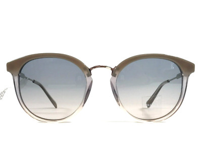 Vera Wang Sunglasses V489 SD Sandcastle Beige Silver Round Frames w/ Blue Lenses