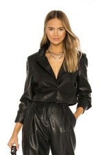 Lamarque Elwyn Jacket In Black - Size 6 - Leather Cropped Blazer - Worn Once