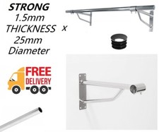 Wall Mounted 25mm Clothes Rail Tube Garment Hanging Pipe Walk In Wardrobe Chrome