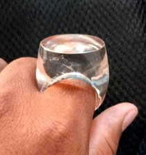 Natural Rock Crystal Quartz Solid Gemstone Handmade Ring