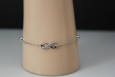 925 Sterling Silver CZ Infinity Symbol 8" Bracelet 2.5 Grams BR5340 