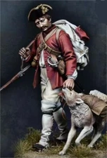 1:24 Scale Soldier and Dog Figurine Resin 18th Century Military Man with Rifle