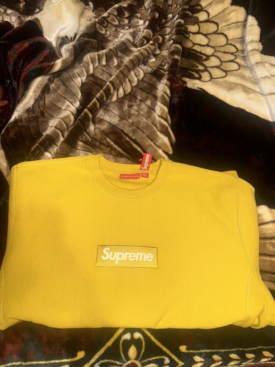 Supreme Box Logo Crewneck Mustard Size X Large FW18 DS W Supreme Box Logo Crewneck Mustard Size X Large FW18 DS W