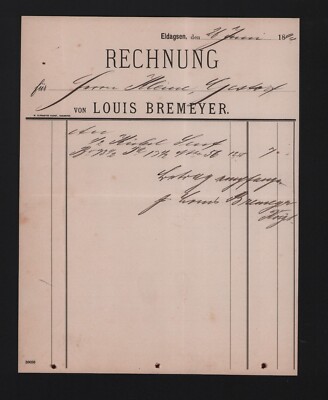 Eldagsen, invoice 1894, Louis Bremenyer mustard