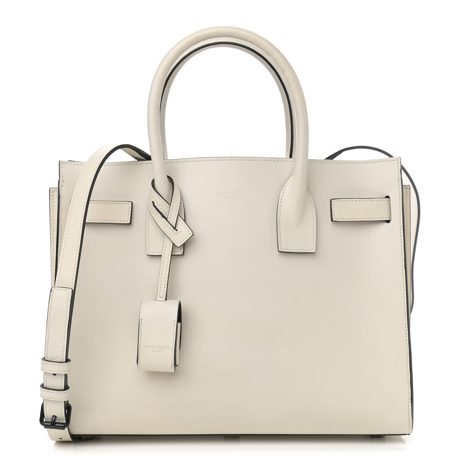 Borsa a mano SAINT LAURENT bambino bianca sacca de jour piccola pelle tracolla tote bag