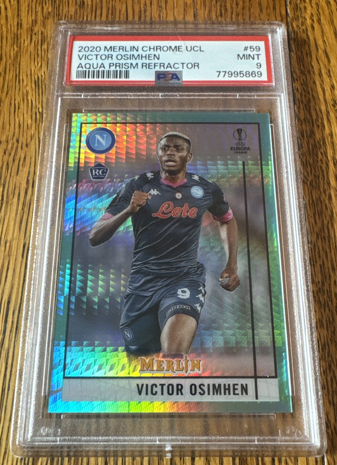 Victor Osimhen SSC Napoli - 2020 Topps Merlin Chrome Aqua Prism Rookie PSA 9 #59