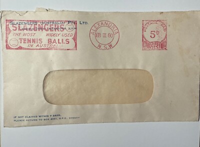 Vtg SLAZENGERS Tennis Balls Australia Advertising Envelope Sporting Goods