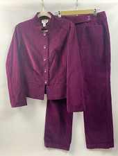 Talbots Vintage STRETCH Purple Merlot Corduroy Pant Blazer Work Suit, Wom 10
