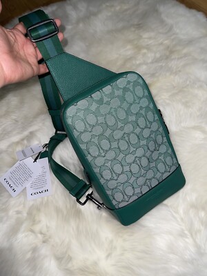 Coach Turner Backpack In Signature Jacquard Green C9609 for sale