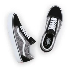 NEW Vans Old Skool Paisley Bandana Skate Shoes Size 8.5 Mens Black Gray NIB