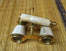 Vintage Brass Opera Glasses Mother of Pearl  Handle Brass Fittings France