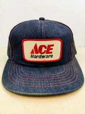 Vintage DENIM Ace Hardware Patch YoungAn Trucker Hat Snapback Cap