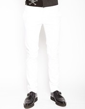 TRIPP WHITE TWILL ROCKER SKINNY STRETCH GOTHIC PUNK STAGE JEANS PANTS IS3573M