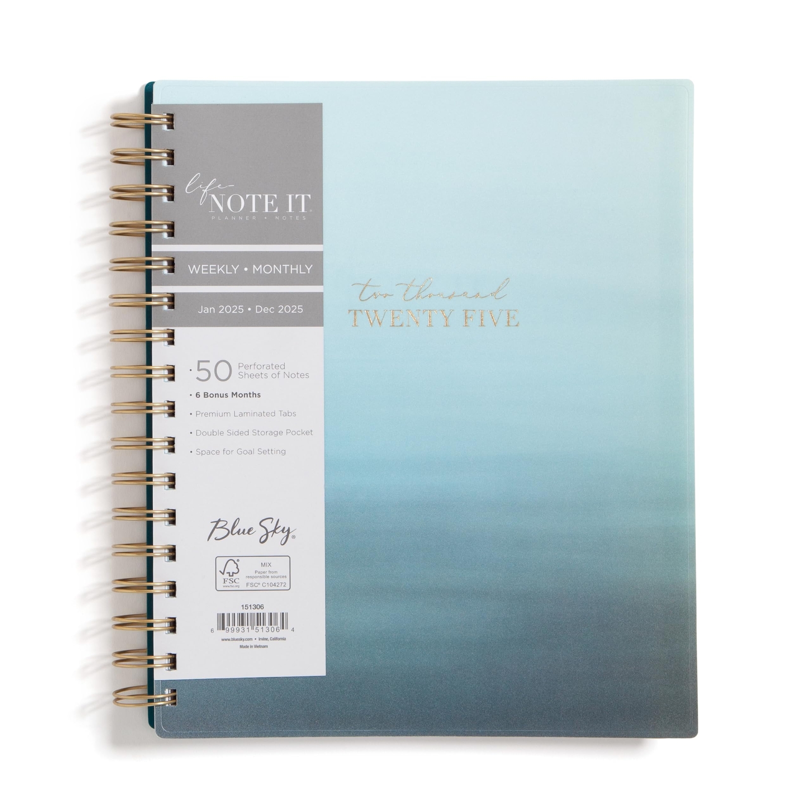 Blue Sky Life Note It 2025 Weekly and Monthly Planner Notes January 2025 - De...
