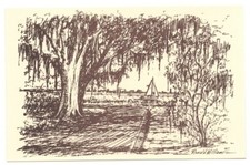 WRIGHTSVILLE BEACH NC Artist Signed "Ronald Williams" Postcard AIRLIE ROAD CURVE