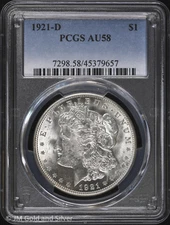 1921-D $1 Morgan Silver Dollar PCGS AU 58
