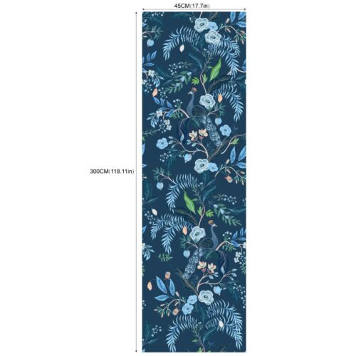 Blue Peacock Floral Peel &Stick Removable Vinyl Self-Adhesive Wallpaper 17"x118" - Picture 2 of 10