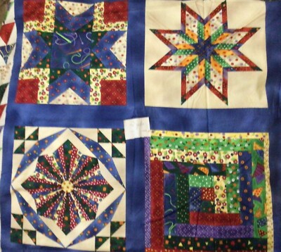 Colorful Sampler Cheater Quilt Cotton Fabric 2 Yards