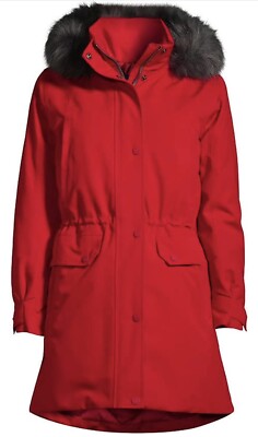 Lands' End Expedition Down Parka with Faux Fur Hood Rich Red  Small