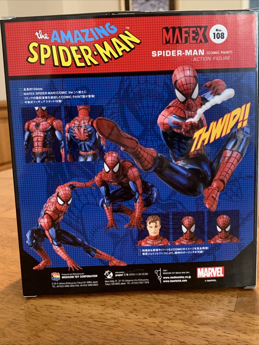 Mafex Spider-Man No. 108 Comic Paint Medicom Toy Authentic Bonus