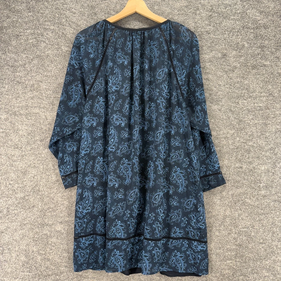 Vestido Michael Kors Mujer M Mediano Negro Paisley Cambio Corto Borlas Manga Larga Foto 2 de 4