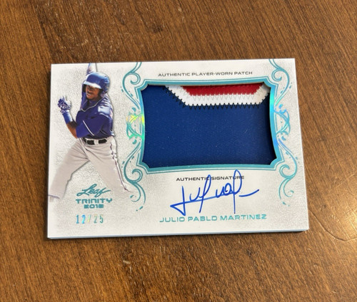 Julio Pablo Martinez 2018 Leaf Trinity Platinum Patch Auto Rangers Braves /25