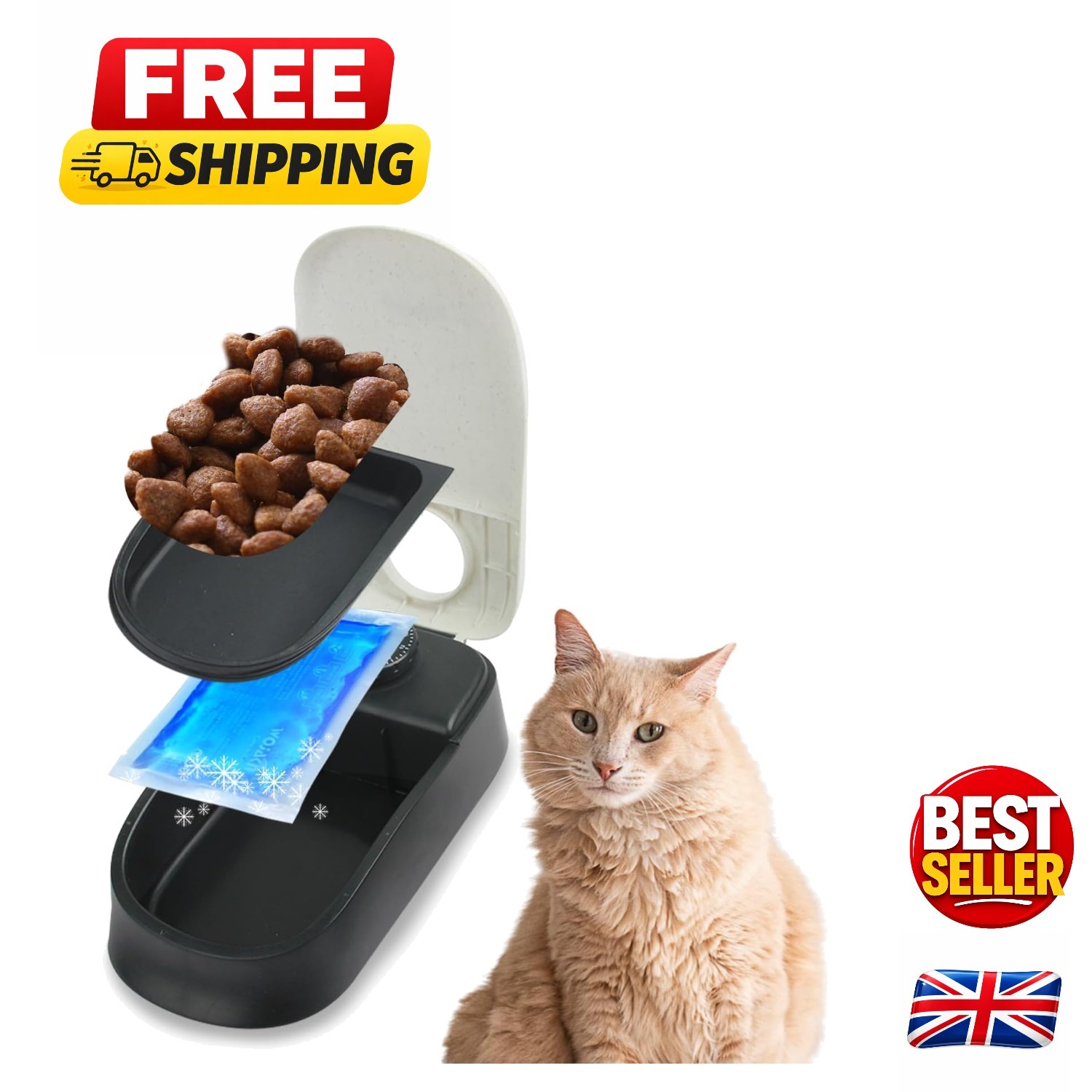 Smart Automatic Cat & Dog Feeder - 1-Meal Timer with Dishwasher Safe Design