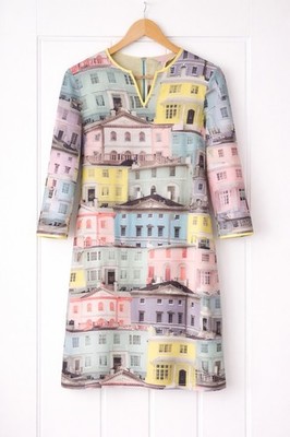 Ted Baker London Regency Pastell House Print Tunika Kleid 3/4 Arm UK 8 EDOLIE