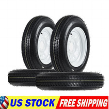 New Trailer Tires On Rim 5.30-12 5.30x12 530-12 White Wheels 4 Lug On 4 Set 4
