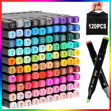 120 Colours Dual Tip Twin Marker Pen Set For Copic Drawing Artist Sketch GIFT UK