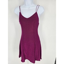 Lulus Womens Sz S Bodycon Mini Dress Purple Silver Strappy Metallic