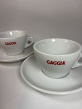 Gaggia Double Espresso Cups & Saucers x2 Classic Italy Chic Coffee Latte D?ancap