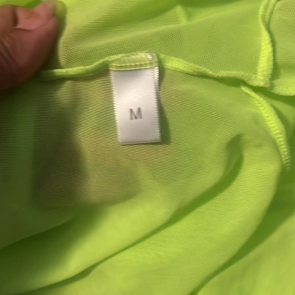 Top corto transparente de neón talla mediana festival verano manga larga festival concierto Foto 4 de 4