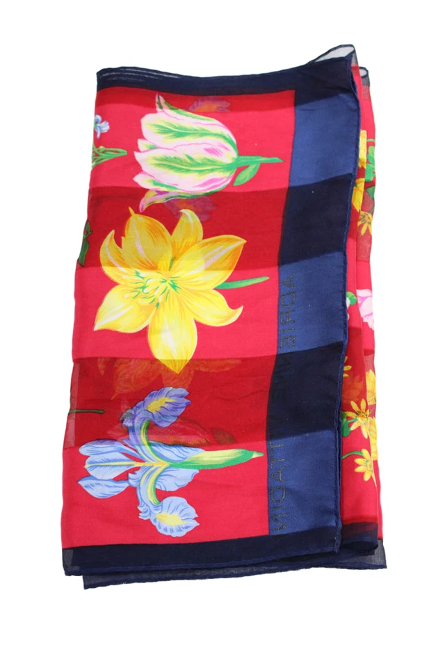 Adrienne Vittadini Womens Silk Floral Print Scarf Red Size 52" X 11" - Image 2 of 4