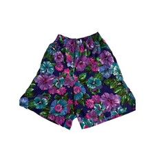 F. Shay Shorts Vintage 90s Tropical Floral Purple High Waisted Culottes Size 8