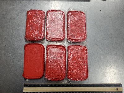 Lot of 6 Zip Up Coin Purse Pocket Size 2.5'' x 4'' Red with Insert