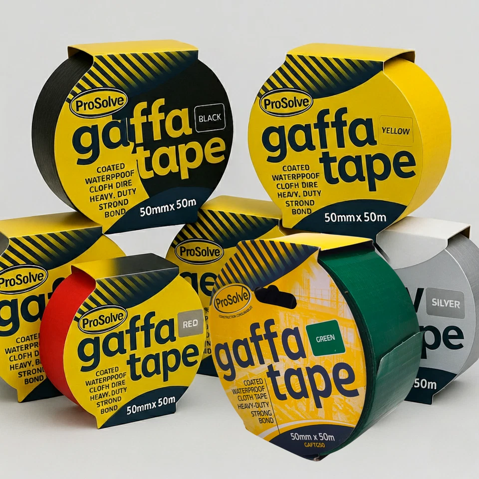 PROSOLVE 50mm x 50m Premium Gaffer Tape Cloth Gaffa Duct Waterproof 7 Color