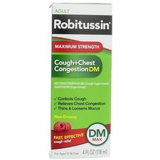 6 Pack Robitussin Maximum Strength Cough and Chest Congestion DM Non-Drowsy L...