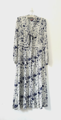 Joe Browns Kleid Damen durchgeknöpft Blumenmuster Häkelborte Bindeband Midi Größe 14