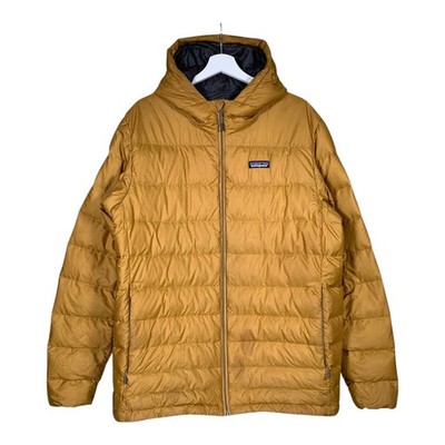 Patagonia Hi-Loft Down Hoody Jacke Herren Large senfgelb Wandern Walking