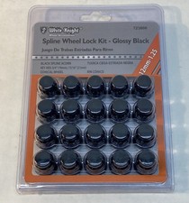 Kit de bloqueo de rueda White Knight Spline 12 mm-1,25 negro brillante 723806 SET 20 con llaveA20