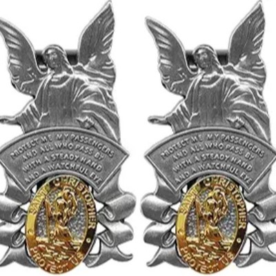 Medal for Car Visor Clip, Guardian Angel Car Medal, Bless Driving Safety- 2PCS