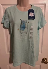 Life is Good SS Crew Neck Crusher Tee Shirt Fireflies Mason Jar Shine On Women M