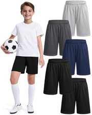 5 Pack Boys Basketball Shorts Youth Athletic Shorts Quick Dry Sport Clothes w...